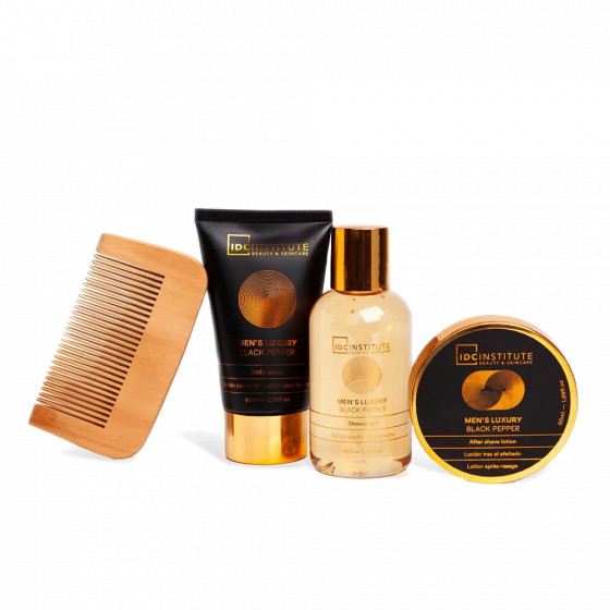 MEN'S LUXURY SET CORPO UOMO 4 PZ (GEL DOCCIA+LOZIONE CORPO+DOPOBARBA+PETTINE)