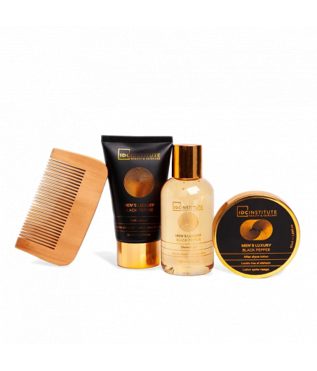 MEN'S LUXURY SET CORPO UOMO 4 PZ (GEL DOCCIA+LOZIONE CORPO+DOPOBARBA+PETTINE)