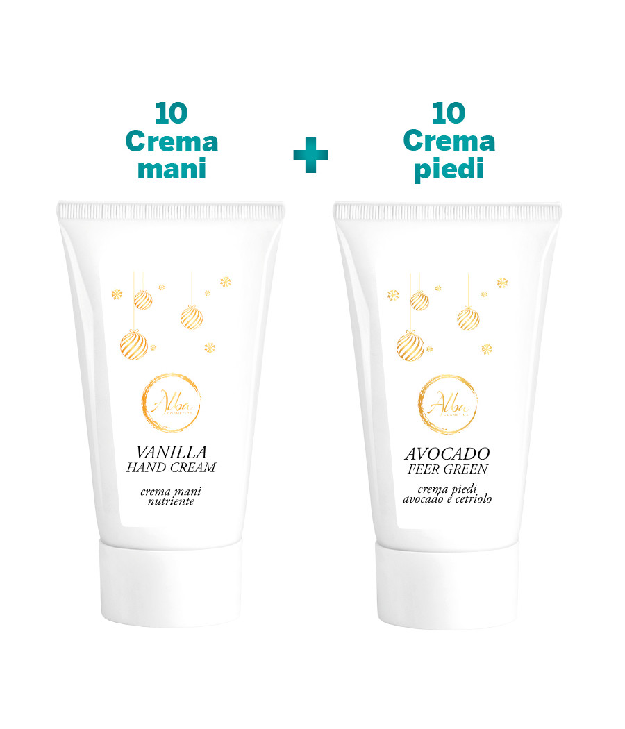 10 CREMA MANI VANIGLIA 50ML+10 CREMA PIEDI AVOCADO 50 ML - ETICHETTA NATALIZIA