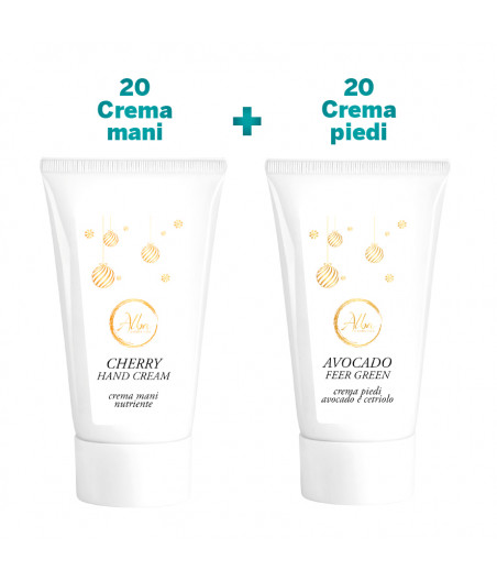 20 CREMA MANI CILIEGIA 50ML+20 CREMA PIEDI AVOCADO 50 ML - ETICHETTA NATALIZIA