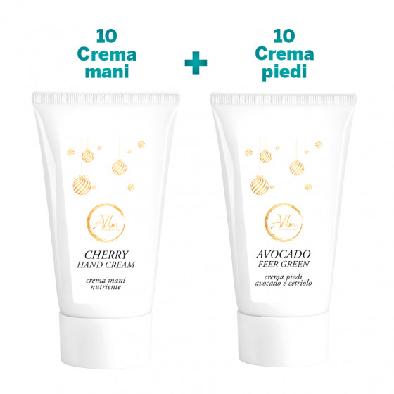 10 CREMA MANI CILIEGIA 50ML+10 CREMA PIEDI AVOCADO 50 ML - ETICHETTA NATALIZIA