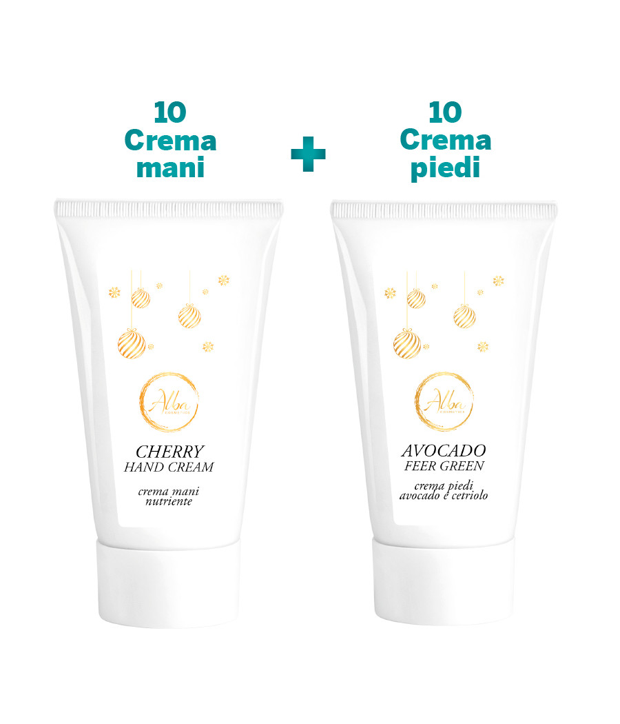 10 CREMA MANI CILIEGIA 50ML+10 CREMA PIEDI AVOCADO 50 ML - ETICHETTA NATALIZIA