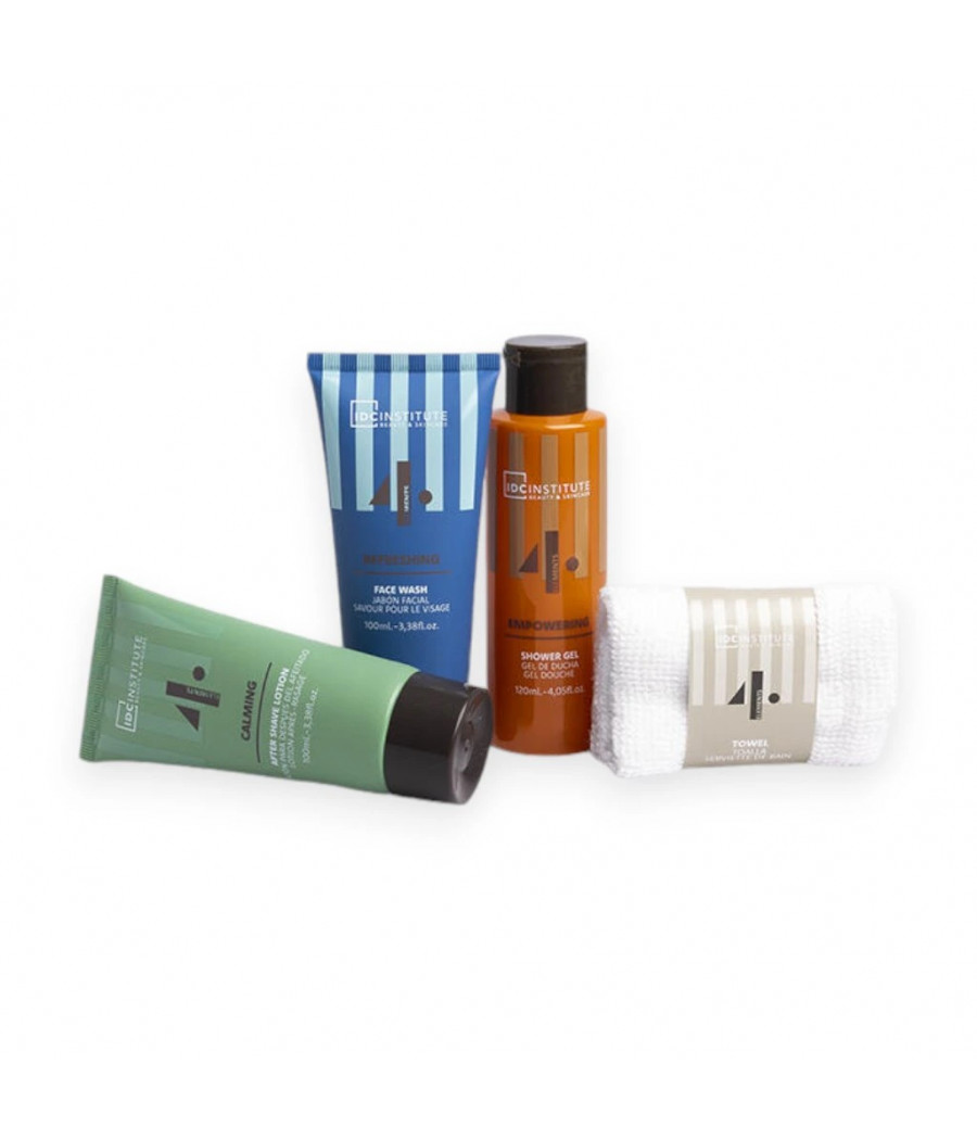 MEN'S 4 ELEMENTI (GEL DOCCIA+DET.VISO+DOPOBARBA+ASCIUGAMANO)