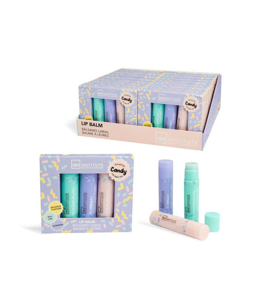 ESPOSITORE CANDY LIP BALM TRIO 16 PZ
