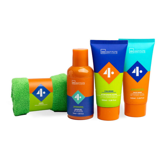 MEN'S 4 ELEMENTI (GEL DOCCIA+DET.VISO+DOPOBARBA+ASCIUGAMANO)