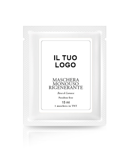 MASCHERA MONOUSO TNT BAVA DI LUMACA- ETICHETTA PERSONALIZZATA