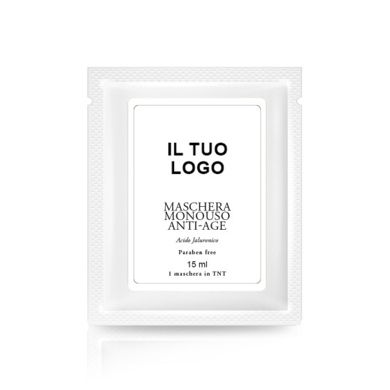 MASCHERA MONOUSO TNT ACIDO JALURONICO - ETICHETTA PERSONALIZZATA