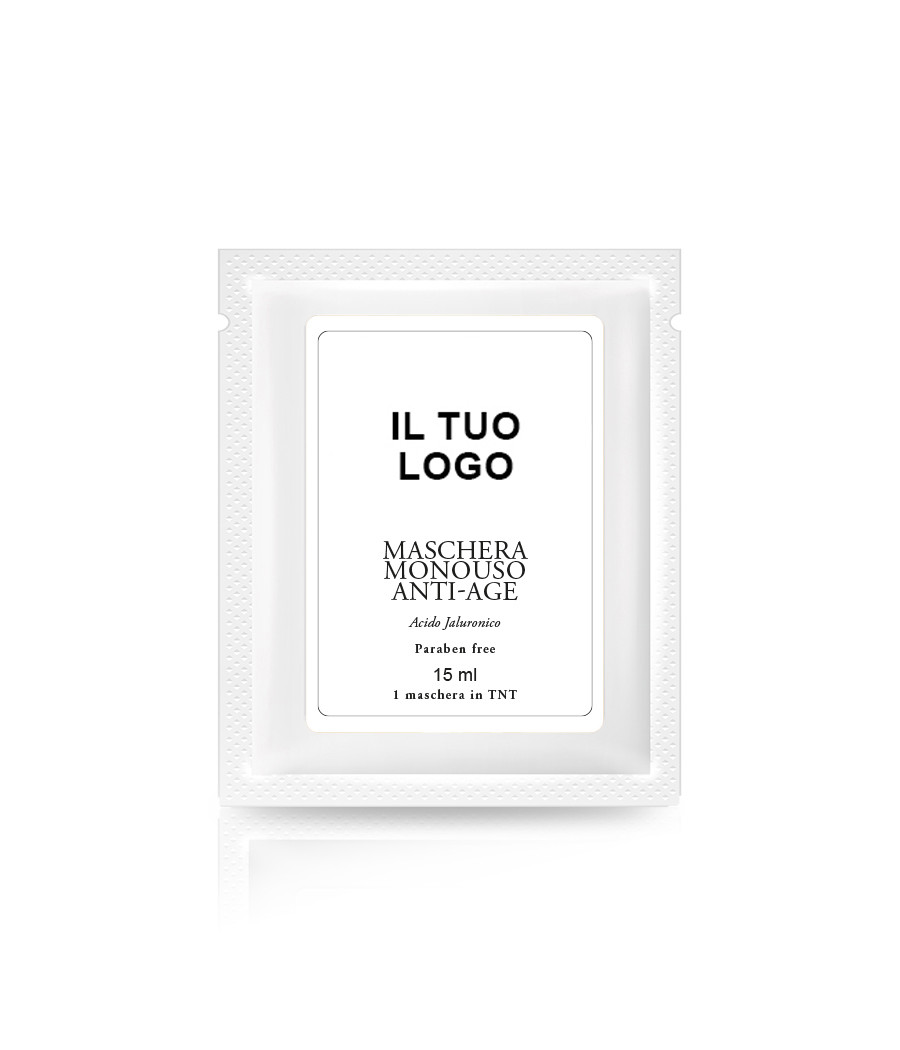MASCHERA MONOUSO TNT ACIDO JALURONICO - ETICHETTA PERSONALIZZATA