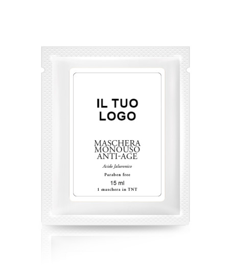 MASCHERA MONOUSO TNT ACIDO JALURONICO - ETICHETTA PERSONALIZZATA