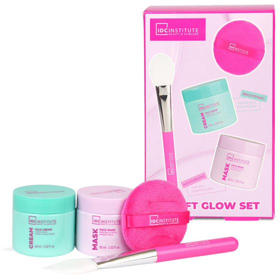 KIT GLISSY RADIANT FACE MASK MASCHERA VISO 60ML+CREMA VISO 60ML+SPUGNA+PENNELLO