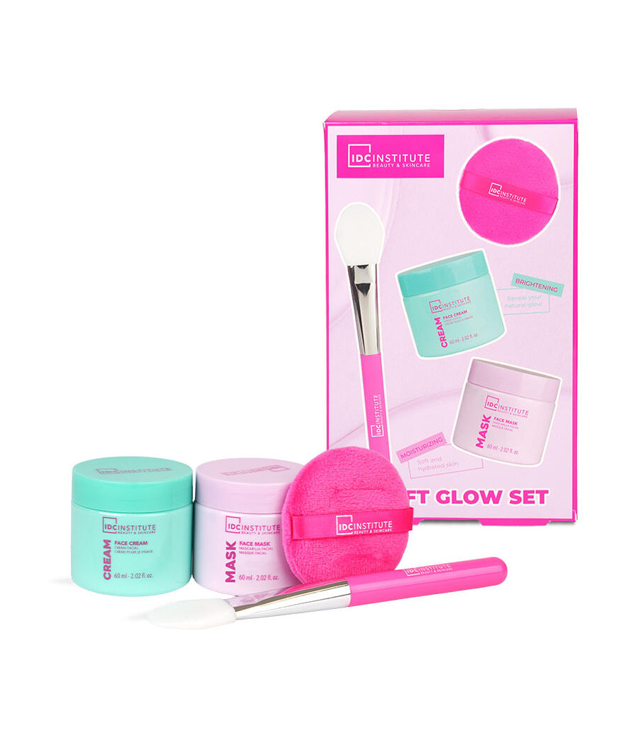 KIT GLISSY RADIANT FACE MASK MASCHERA VISO 60ML+CREMA VISO 60ML+SPUGNA+PENNELLO