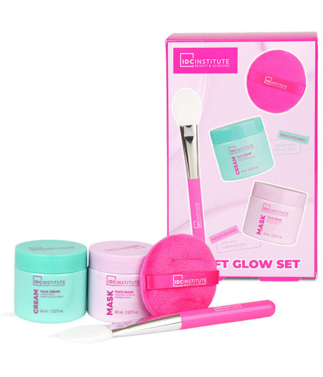 KIT GLISSY RADIANT FACE MASK MASCHERA VISO 60ML+CREMA VISO 60ML+SPUGNA+PENNELLO