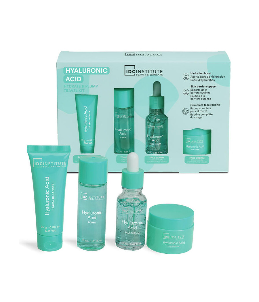 TRAVEL KIT ACIDO IALURONICO (25g CLEANSER,30ml TONICO,18ml SIERO,20g CREMA)