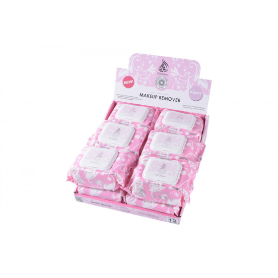 ESPOSITORE SALVIETTE STRUCCANTI PINKY 12PZ. (30 SALVIETTE CAD.)