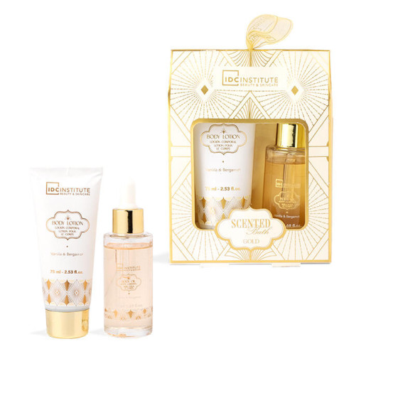 IDC INSTITUTE SCENTED BATH GOLD BODY GLOW SET 2PZ.