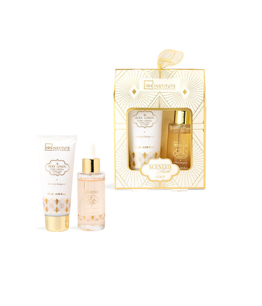 IDC INSTITUTE SCENTED BATH GOLD BODY GLOW SET 2PZ.